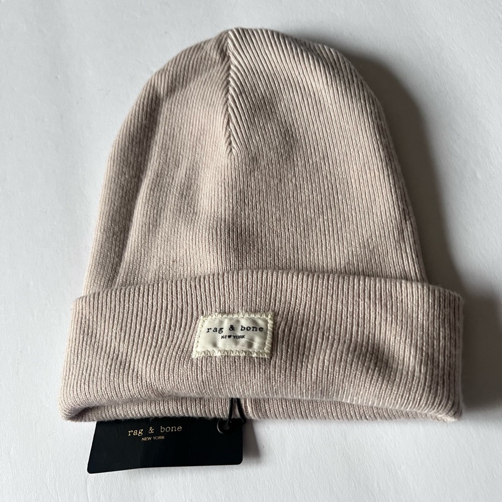 RAG AND BONE MERINO WOOL ADDISON RIB KNIT BEANIE IN TURTLEDOVE OS UNISEX NWT